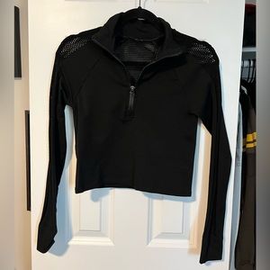 Fabletics Black Cropped Half-Zip Jacket with Mesh Panels